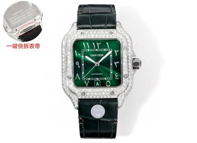 THB Factory Cartier Santos Middle East Version Tape Silver steel case with White diamonds diameter 39.8mm watch